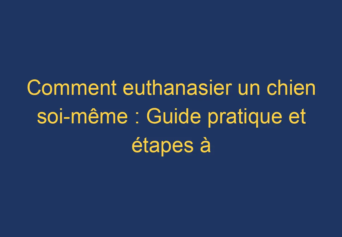 Comment euthanasier un chien soimême Guide pratique et étapes à suivre Chien Comment