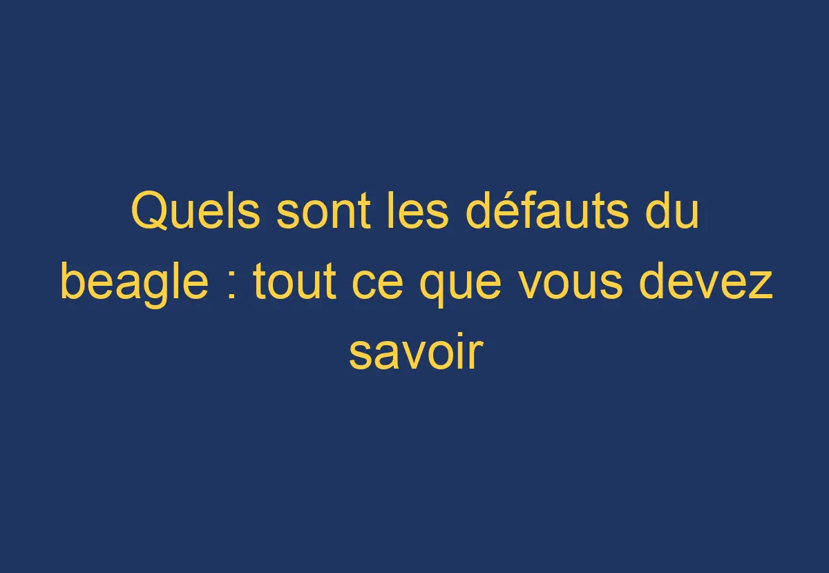 Quels Sont Les D Fauts Du Beagle Tout Ce Que Vous Devez Savoir