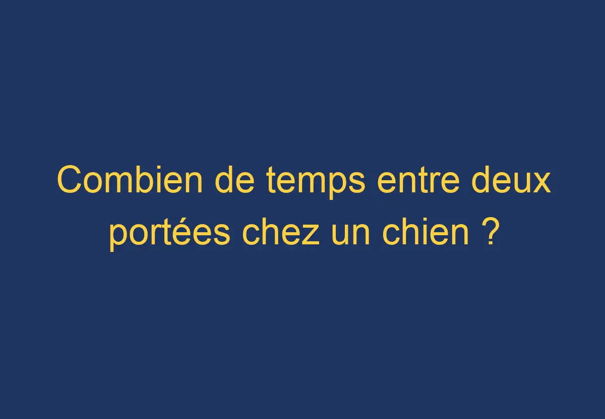 Combien de temps entre deux portées chez un chien ? Chien Comment