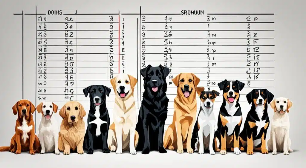 Tableau des tailles pour différentes races de chiens