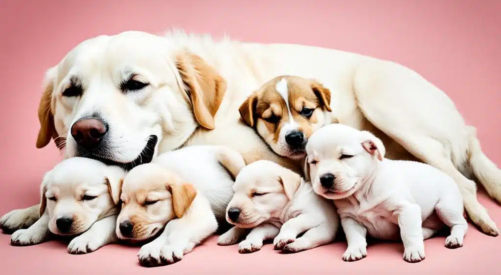 chien soutenant la mise bas