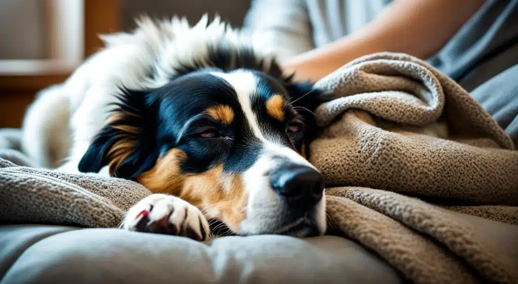 chien qui dort avec son propriétaire