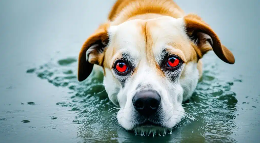 chien yeux rouges