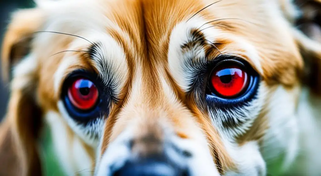 chien yeux rouges